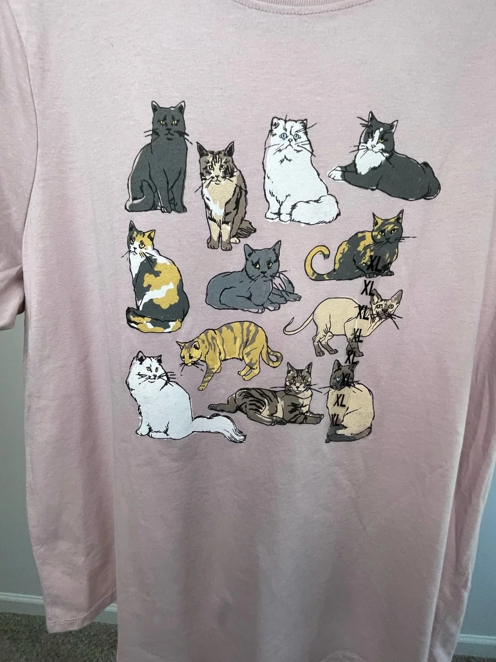 Mighty Fine size extra large cat kitty T shirt mauve pink new with tags NWT new